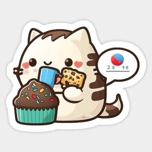 Cute Cat Eating Cupcake Sticker